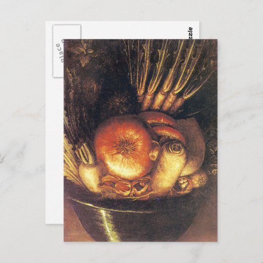 Die Pflanzenschüssel von Giuseppe Arcimboldo Postkarte (Vorne/Hinten)