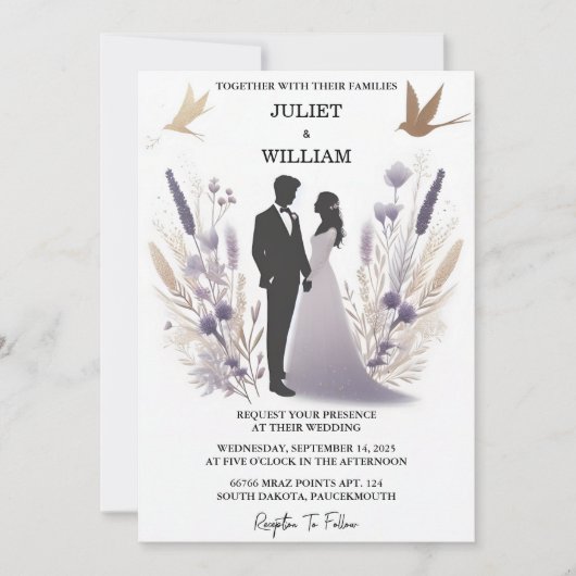 Die Pflaumensommer-Lavendel-Hochzeit Einladung (Vorderseite)