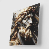 Die Philosophin ein Portrait von Weisheit und Stär Quadratische Wanduhr (Winkel)