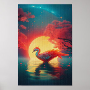 Die Phoenix-Aufladung im Mondlicht Poster