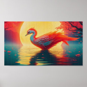Die Phoenix-Aufladung im Mondlicht Poster