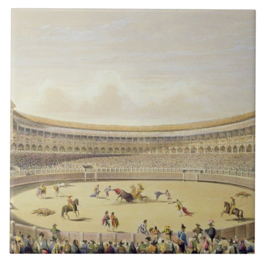 Die Piazza de Toros von Madrid, 1865 (Farbelitho) Fliese (Vorderseite)