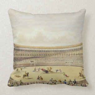 Die Piazza de Toros von Madrid, 1865 (Farbelitho) Kissen