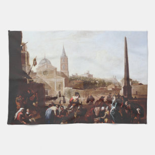 Die Piazza del Popolo in Rom von Johannes Lingelba Geschirrtuch