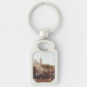Die Piazza del Popolo in Rom von Johannes Lingelba Schlüsselanhänger
