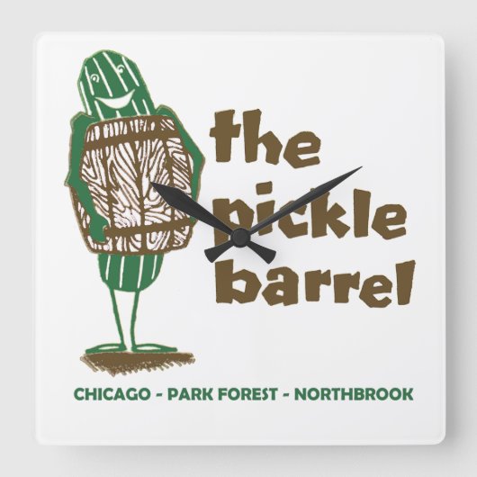 Die Pickle Barrel Restaurants in Illinois Quadratische Wanduhr (Vorderseite)