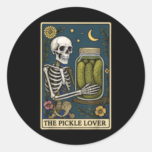 Die Pickle-Lover-Tarot-Karte Runder Aufkleber (Vorderseite)