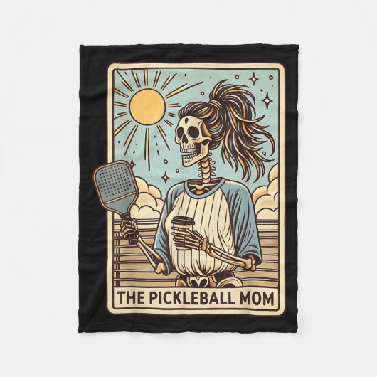 Die Pickleball-Mutter Tarotkarte Halloween-Skelett Fleecedecke (Vorderseite)