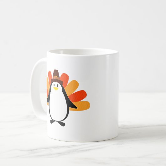 Die Pinguin-Pilger-Türkei Brei-oben Kaffeetasse (Vorderseite Links)