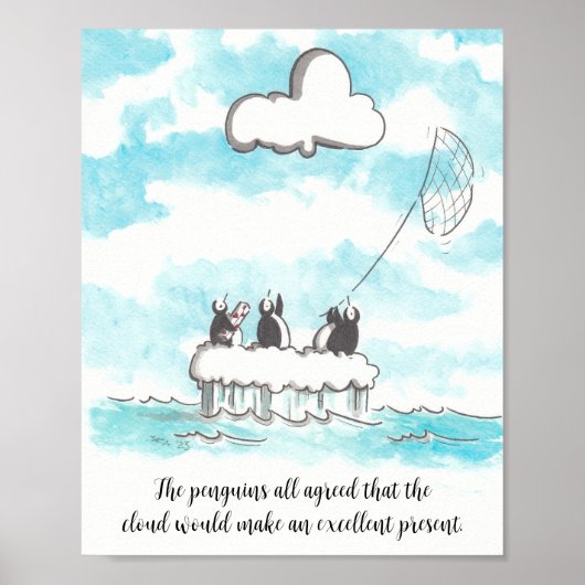 Die Pinguine und das Plakat der Cloud Wall (Vorne)