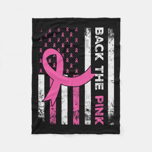 Die Pink Ribbon American Flag Breast Cancer Awaren Fleecedecke (Vorderseite)