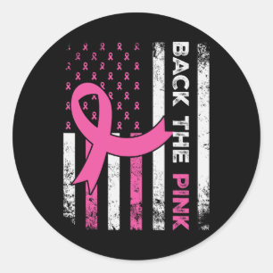 Die Pink Ribbon American Flag Breast Cancer Awaren Runder Aufkleber