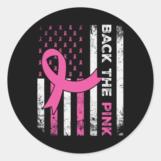 Die Pink Ribbon American Flag Breast Cancer Awaren Runder Aufkleber (Vorderseite)