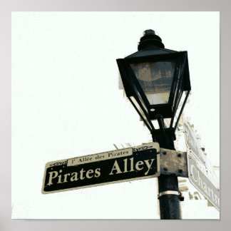 Die Piratenallee in Schwarz & Weiß Poster