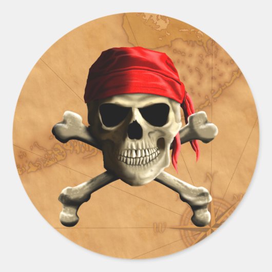 Die Piratenflagge Pirate Map Runder Aufkleber (Vorderseite)