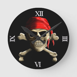 Die Piratenflagge Runde Wanduhr