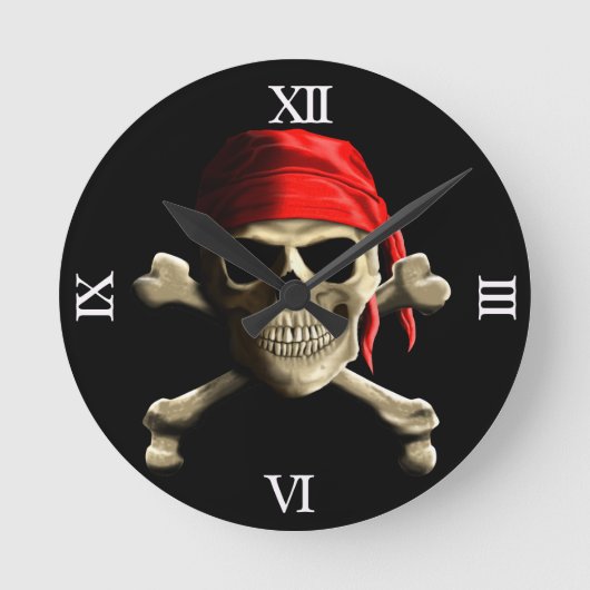 Die Piratenflagge Runde Wanduhr (Vorderseite)
