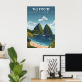 Die Pitons Saint Lucia Ikonische Zwilling-Vulkan-G Poster (Heimbüro)
