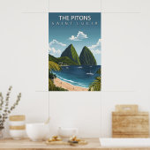Die Pitons Saint Lucia Ikonische Zwilling-Vulkan-G Poster (Küche)