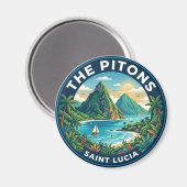 Die Pitons Saint Lucia Magnet (Vorderseite/Rückseite)