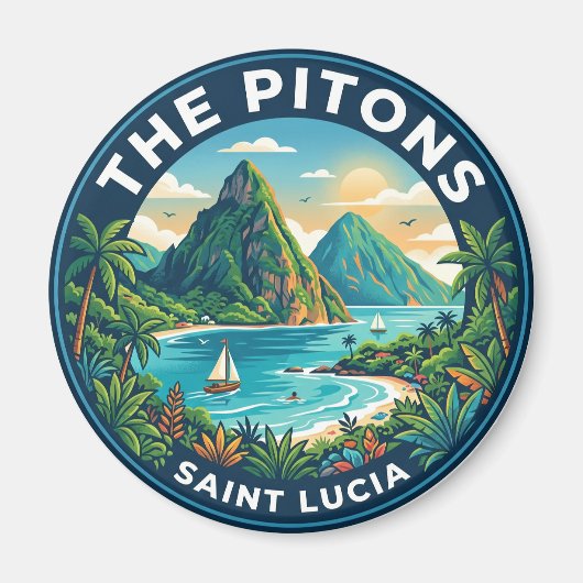 Die Pitons Saint Lucia Magnet (Vorne)