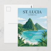 Die Pitons Saint Lucia Postkarte (Vorne/Hinten)