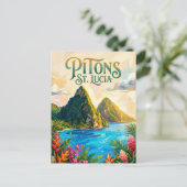 Die Pitons Saint Lucia Postkarte (Stehend Vorderseite)