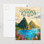 Die Pitons Saint Lucia Postkarte (Vorne/Hinten)