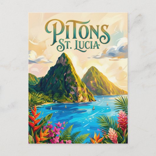 Die Pitons Saint Lucia Postkarte (Vorderseite)