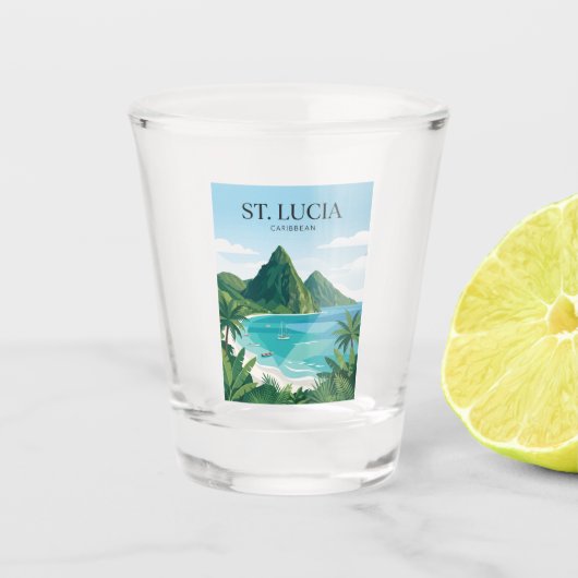 Die Pitons Saint Lucia Schnapsglas (Vorderseite)