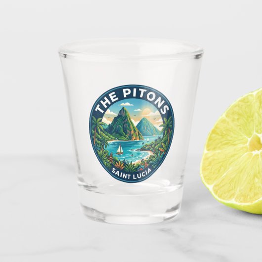 Die Pitons Saint Lucia Schnapsglas (Vorderseite)