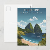 Die Pitons Saint Lucia Vintage Reise Postkarte (Vorne/Hinten)