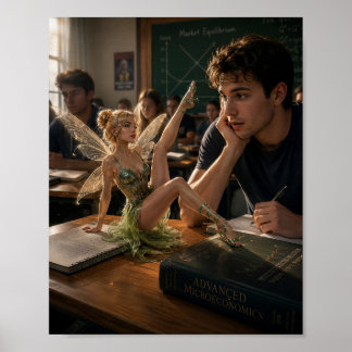Die Pixie auf dem Schreibtisch Poster