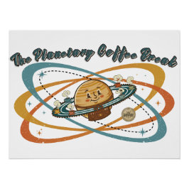 Die planetarische Kaffeepause Retro-Weltraumgestal Poster