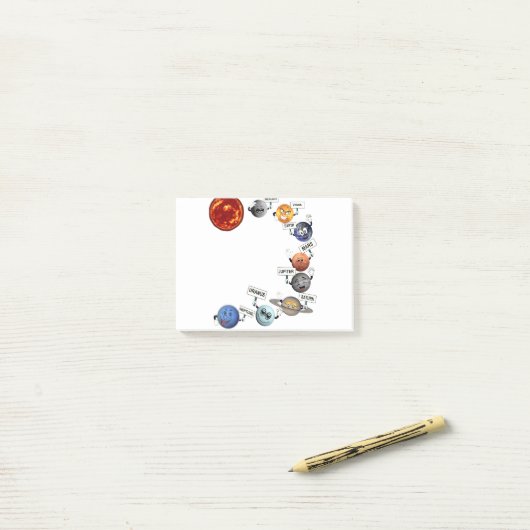 DIE PLANETEN IN UNSEREM SONNENSYSTEM POST-IT KLEBEZETTEL (Auf Schreibtisch)