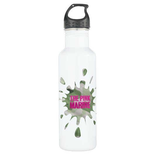 Die Platsche Wasserflasche mit der rosa Marinekart Edelstahlflasche (Vorderseite)