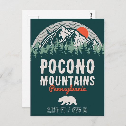 Die Poconos Pennsylvania PA Berggeschenk Retro Postkarte (Vorne/Hinten)