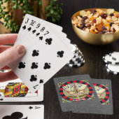Die Poker Queen spielt Karten Spielkarten (In Situ)