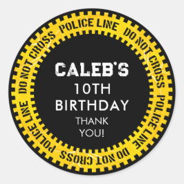 Die Polizeilinie überquert am Geburtstag keine gel Runder Aufkleber