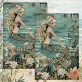 DIE PONDDEKOUPAGE DES MERMAID SEIDENPAPIER