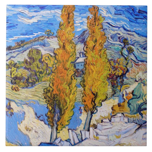 Die Poplars in Saint-Rémy, Van Gogh Fliese (Vorderseite)