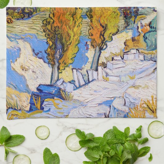 Die Poplars in Saint-Rémy, Van Gogh Geschirrtuch (Gefaltet)