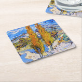 Die Poplars in Saint-Rémy, Van Gogh Rechteckiger Pappuntersetzer (angewinkelt)