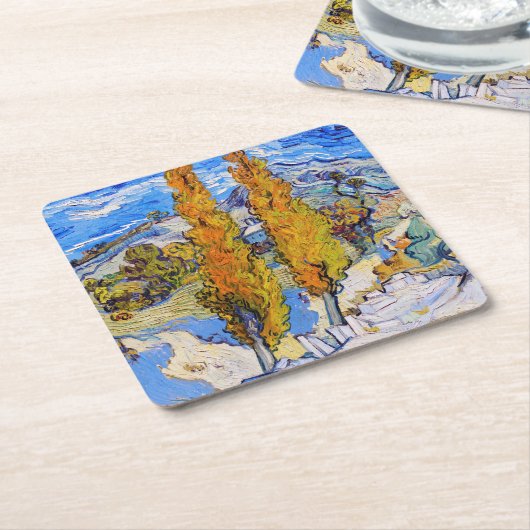 Die Poplars in Saint-Rémy, Van Gogh Rechteckiger Pappuntersetzer (angewinkelt)