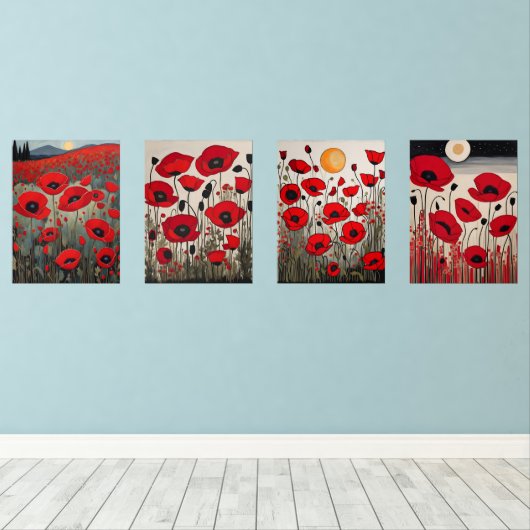 Die Poppies Bilderwand Sets (Holzboden)