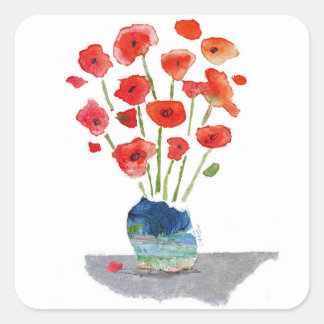 Die Poppies Quadratischer Aufkleber