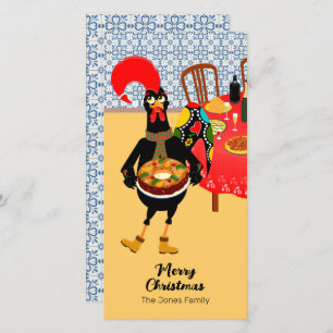 Die portugiesischen Rooster-Lieben King Cake Feiertagskarte