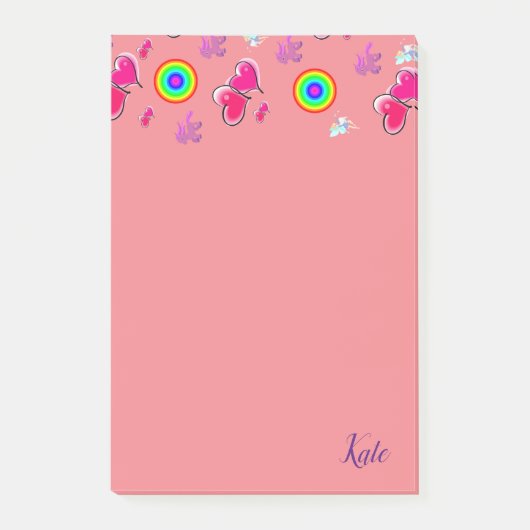 Die Post-it-Hinweise Rosa Herzen Post-it Klebezettel (Vorderseite)