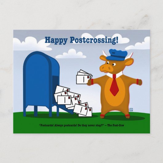 Die Postcrossing Postkuh Postkarten (Vorderseite)
