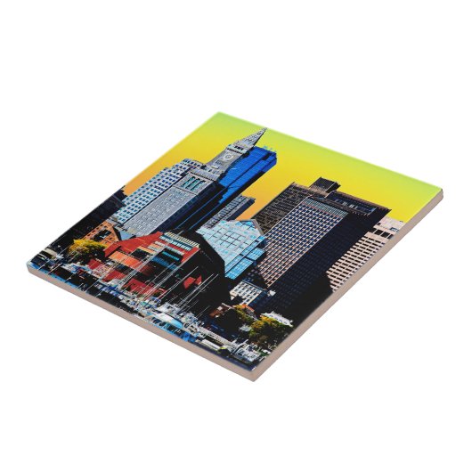 Die Poster Card des Custom House Boston USA Fliese (Seite)